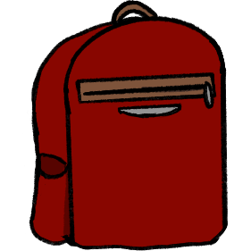 a bright red backpack
